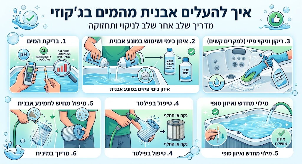 איך להעלים אבנית מהמים בג'קוזי